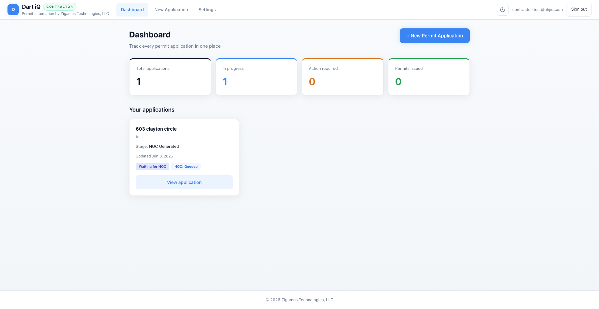 DART iQ contractor portal job dashboard