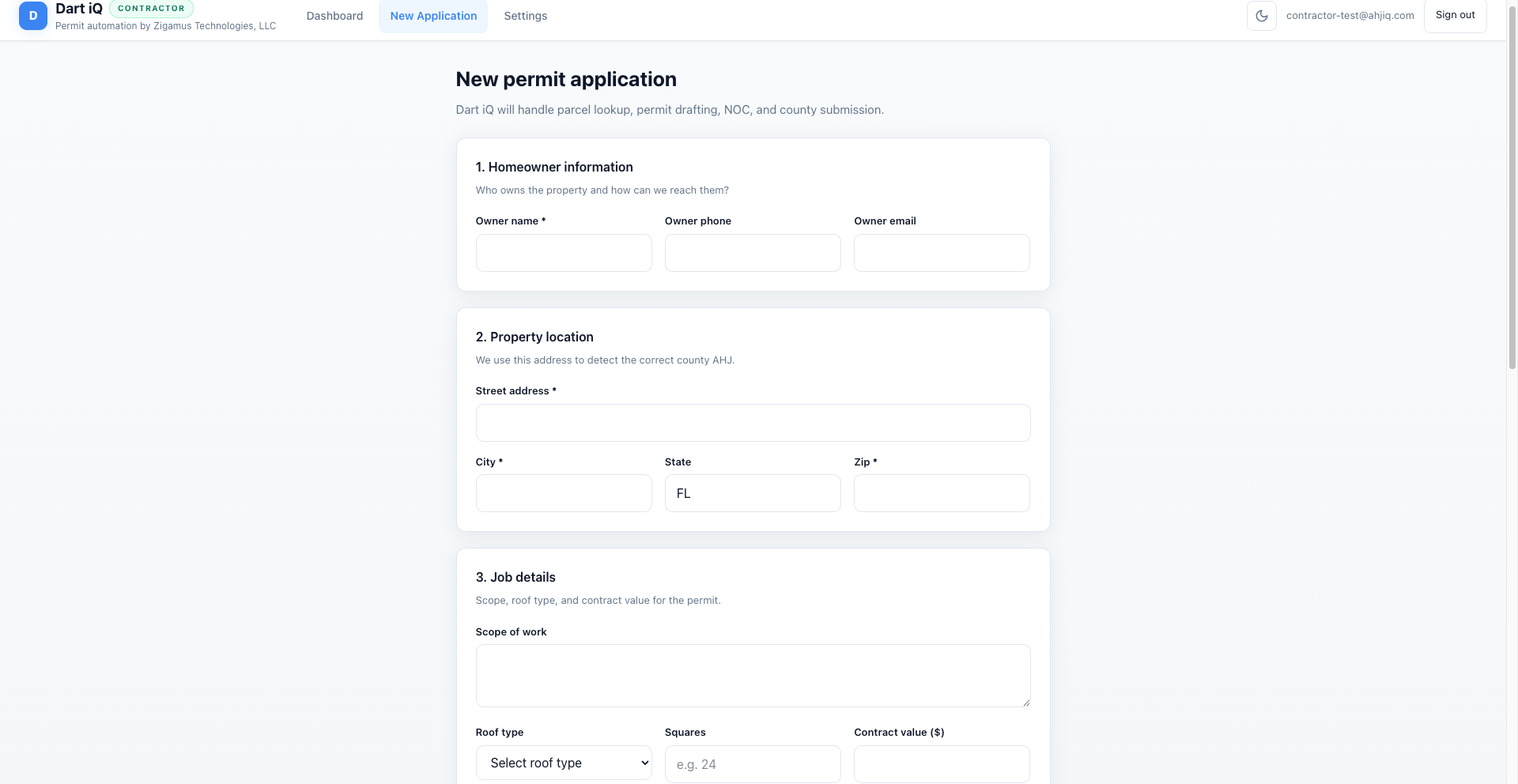 DART iQ job submission form